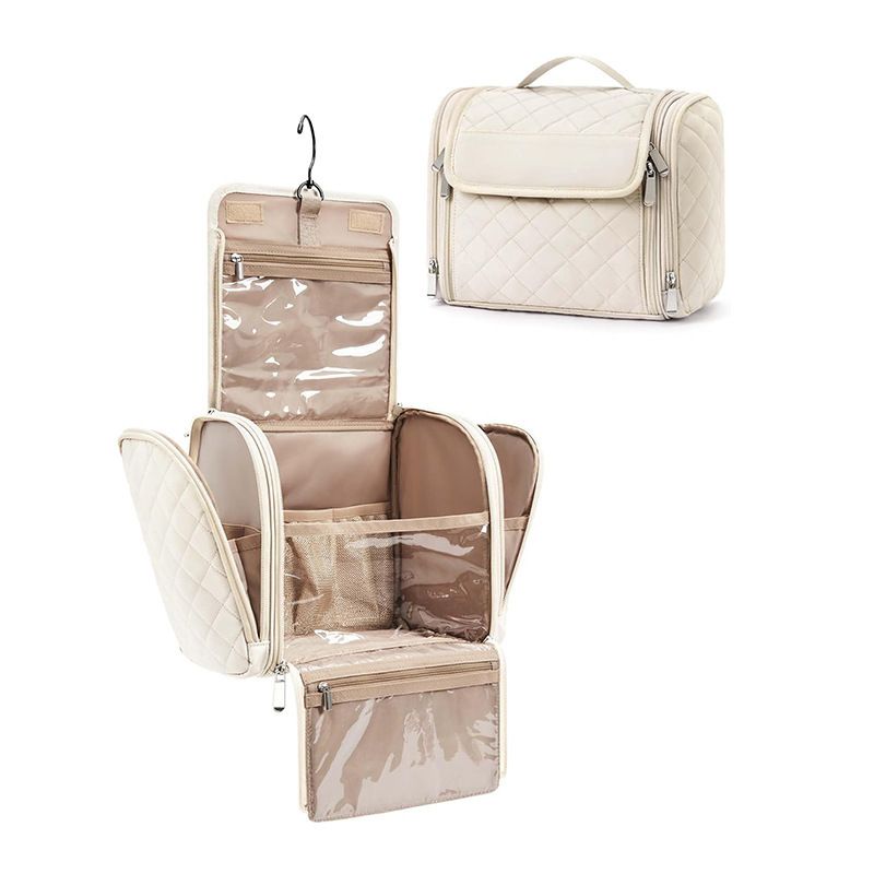 Toiletry Travel Makeup Bag Waterproof Toiletries Accessories Brush Sponge Handle With Hook_voghion.com