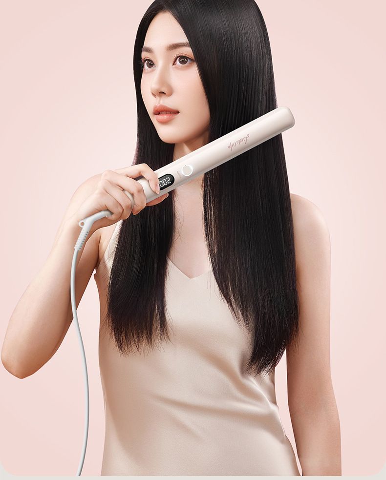 Piastra per capelli elettrica Xiaohuaxian a temperatura costante con ioni negativi, display digitale intelligente, doppia funzione magica_voghion.com