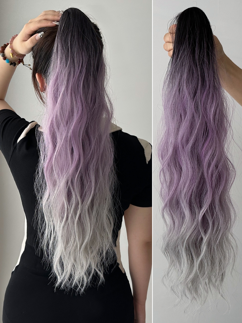 Artiglio per estensione coda di cavallo 22-24 pollici Clip dritta ondulata riccia in parrucchino Un pezzo A Jaw Long Pony per donna blu con_voghion.com