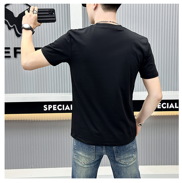 2024 T-shirt girocollo di lusso per uomo di alta qualità con lettere a caldo e stampa a diamante, traspirante, vestibilità aderente, marchio di moda corto_voghion.com