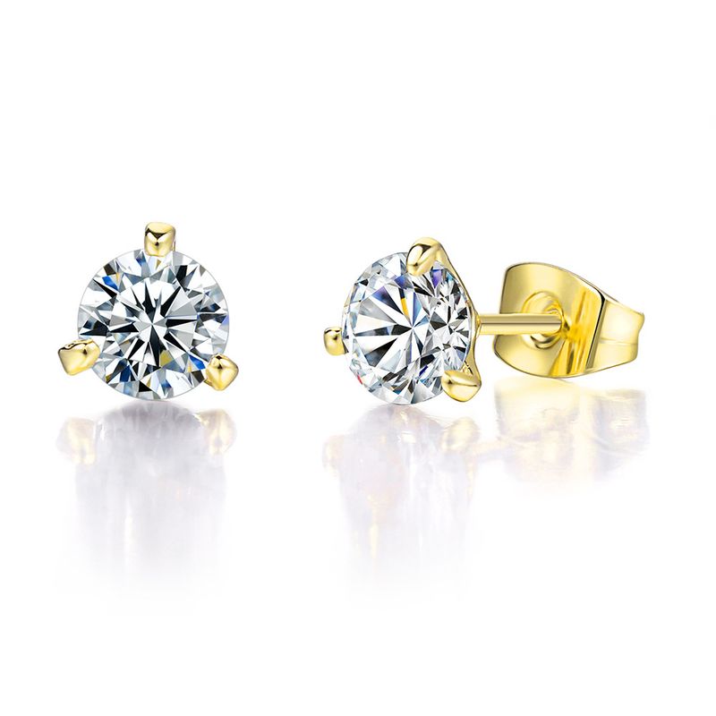 Orecchini unisex semplici e freschi a tre griffe rotondi con diamanti piccoli orecchini_voghion.com