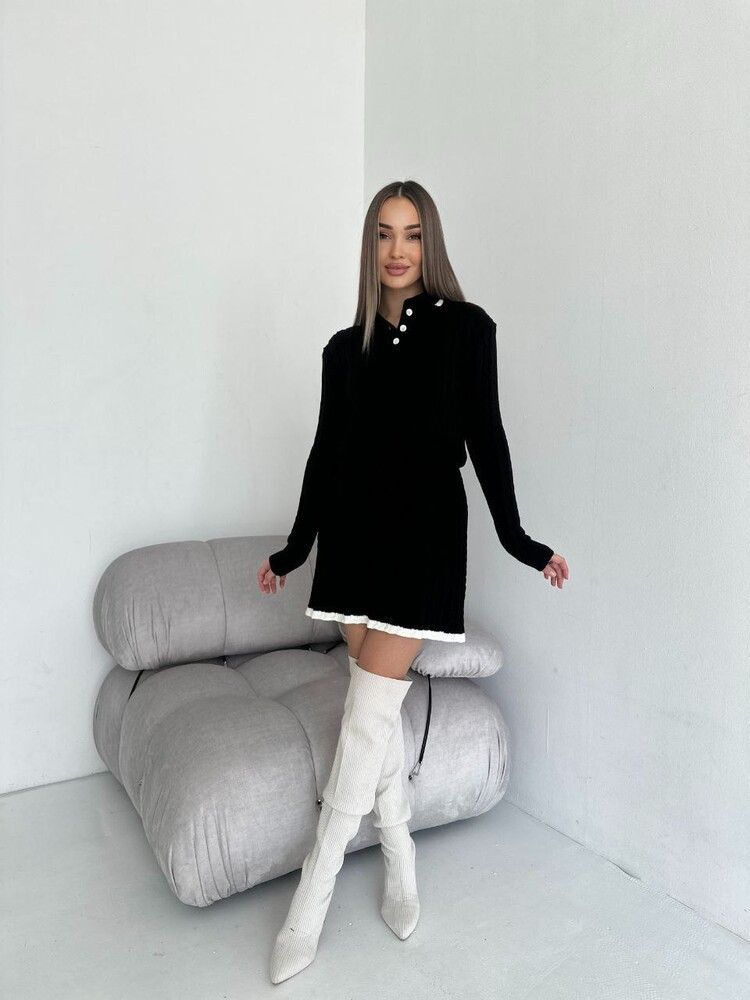 Women's Knit Sweater & Skirt Set – Long Sleeve Button-Up Top With Mini Skirt | Casual Elegance For Fall & Spring_voghion.com