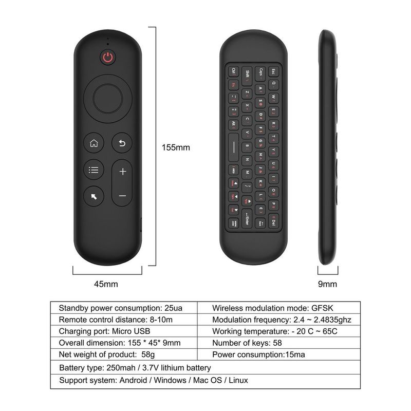 M5 Dual-Mode 2.4G+BT Wireless Keyboard Mouse TV Set-Top Box Small Backlight Smart Remote Control_voghion.com