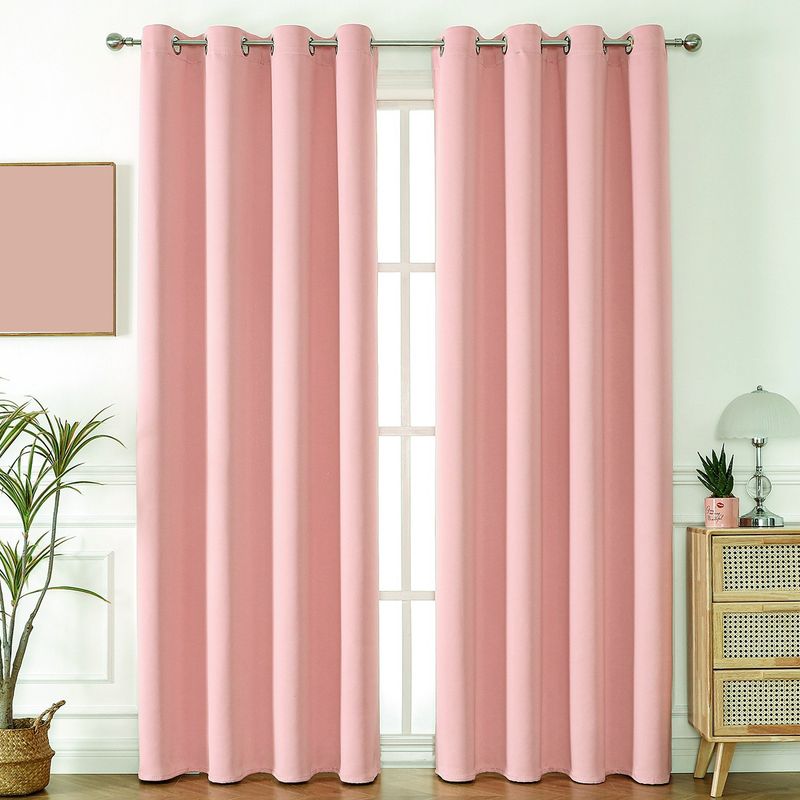 Solid Color Blackout Curtains - 100% Light Blocking & Thermal Insulated (Premium Dense Fabric, Ready-to-Hang Window Drapes For Home & Office)_voghion.com