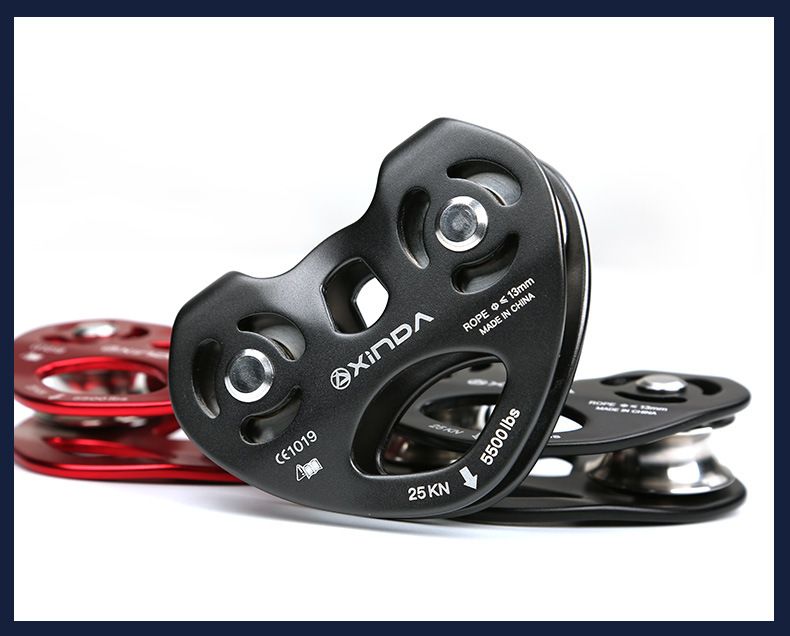 Xinda Dual-Axis Dual-Pulley Traverse Steel Cable Zipline Tree Climbing Rescue Pulley Set_voghion.com