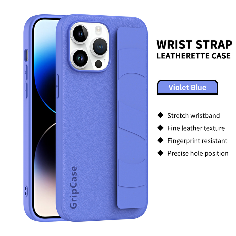 Luxury Fashion Leather Phone Case For iPhone 15 14 13 Pro Max 14Plus 15Plus Wrist Strap Bracket Shockproof Back Cover_voghion.com