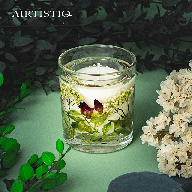Trockenblumen-Aromatherapie-Kerze, Heimduft für den Innenbereich, romantisches und praktisches Geschenk, desodorierender und anhaltender Duft, festes Sojawachs mit Handgeschenk_voghion.com