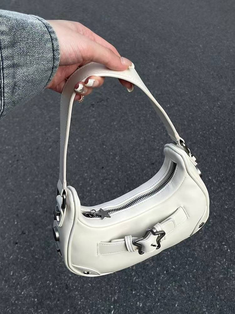 New Baguette Bag For Women Trendy Y2K Underarm Bag Popular PU Leather Star Clasp Shoulder Bag_voghion.com