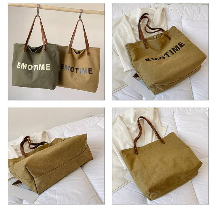 Casual canvas tas met grote capaciteit voor dames, nieuwe stijlvolle en veelzijdige handtas en schoudertas in Koreaanse stijl._voghion.com