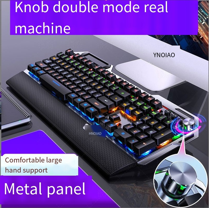 Sier carving K100 metal real nical keyboard hand knob game green shaft wired USB_voghion.com