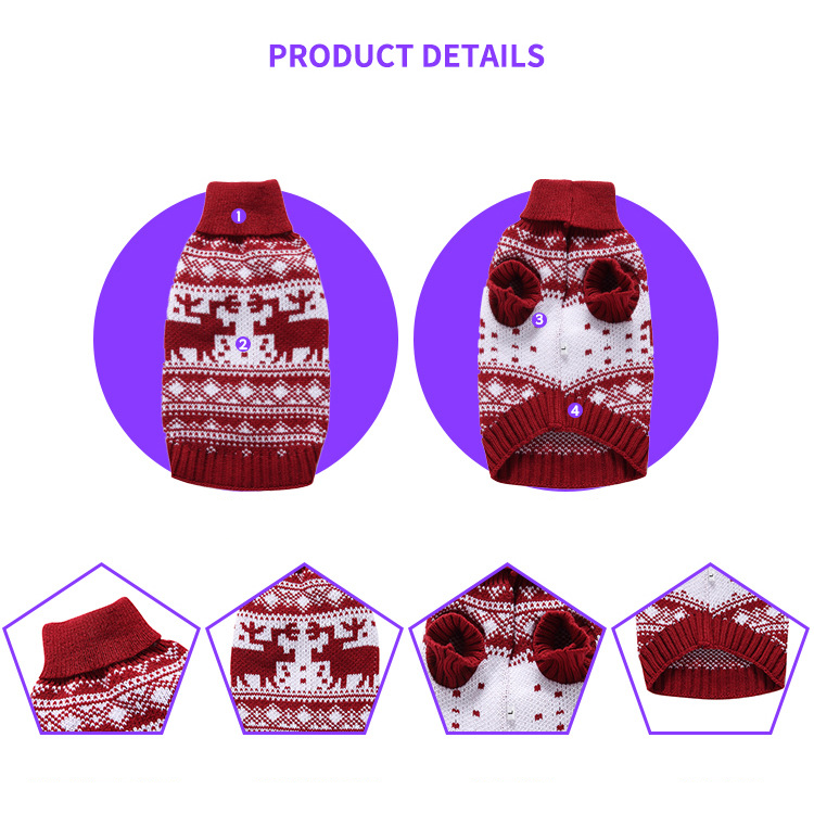 Christmas Dog Pet clothing Knit turtleneck Christmas sweater Warm cat sweater in autumn and winter clothing_voghion.com
