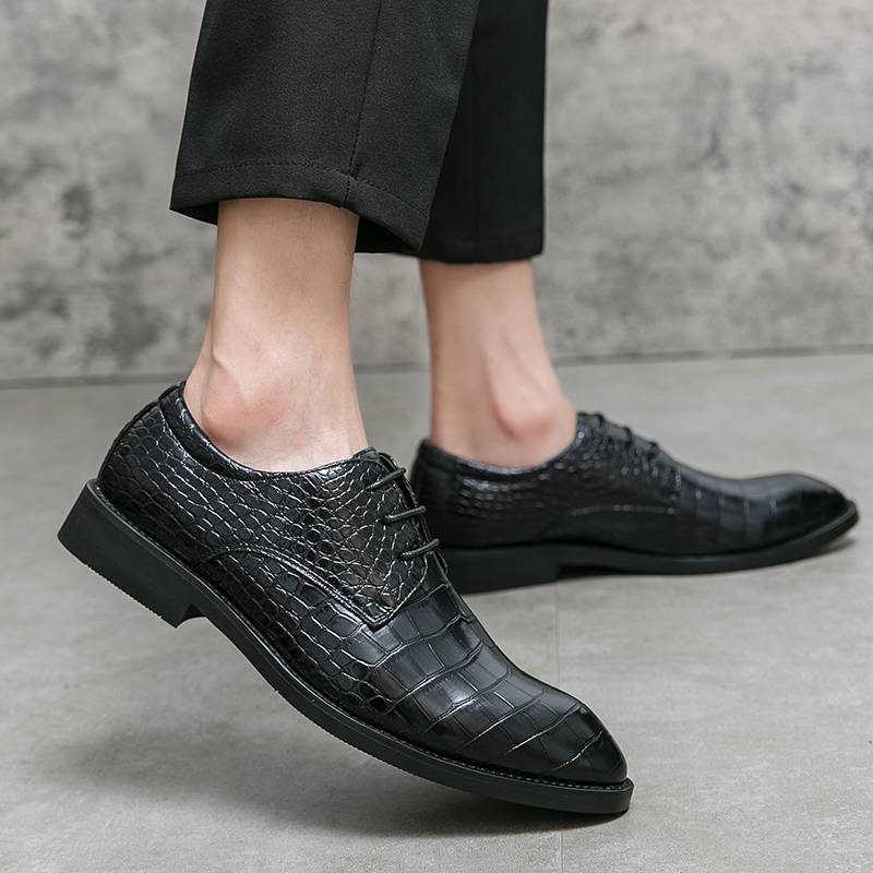 Men's Fashion Men's Shoes New Black Business Derby Shoes Lace-up Genuine Leather British Brown Banquet Dress Wedding Leather Shoes_voghion.com
