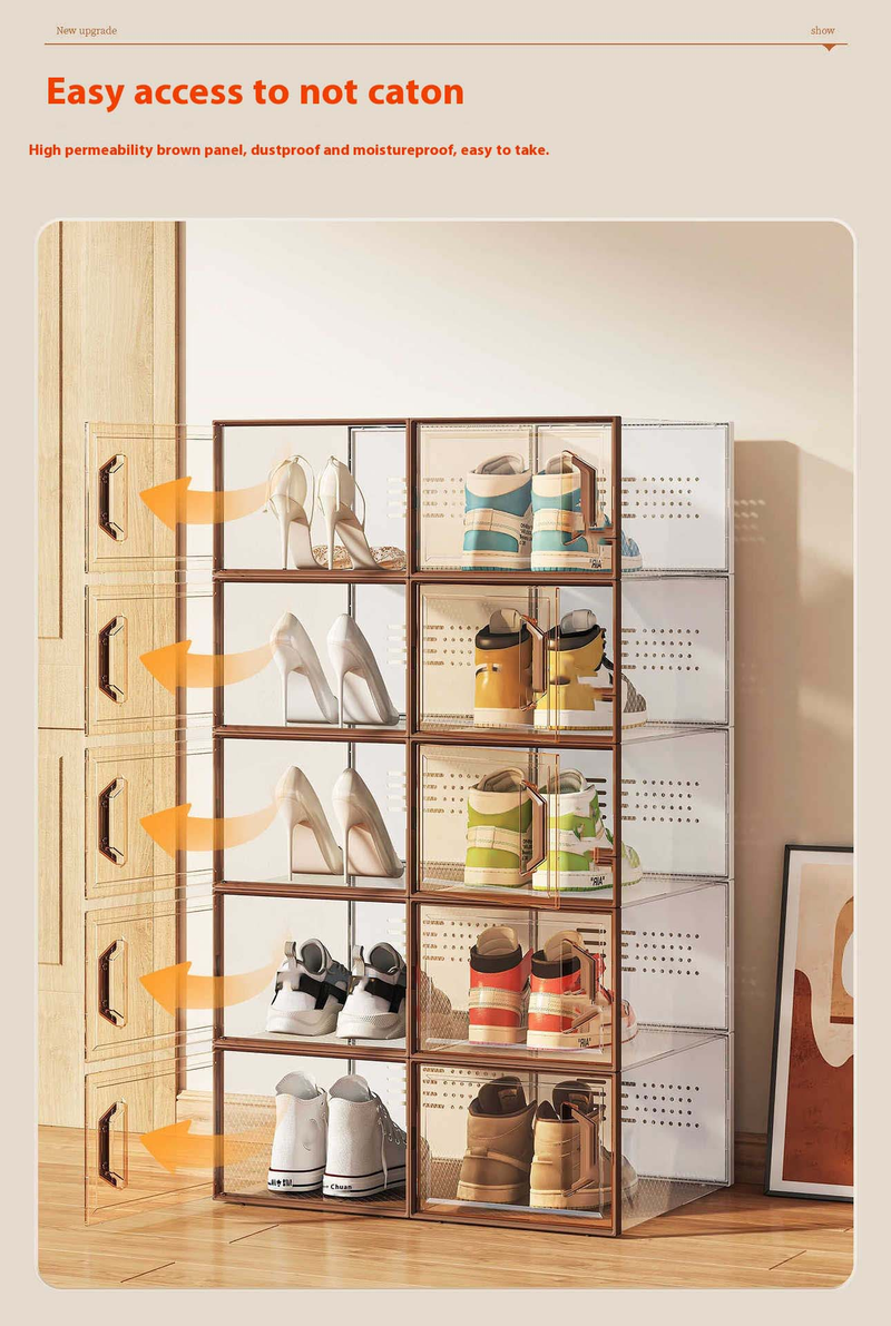Boîtes de rangement à chaussures transparentes et empilables avec couvercles - Organiseur de chaussures peu encombrant, boîte à chaussures transparente et anti-poussière pour placard et entrée_voghion.com