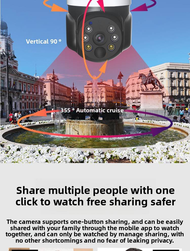 Solar Wireless Security Camera - 360° Panoramic View With AI Motion Detection (No Blind Spots Night Vision Mobile Remote Viewing IP66 Weatherproof)_voghion.com