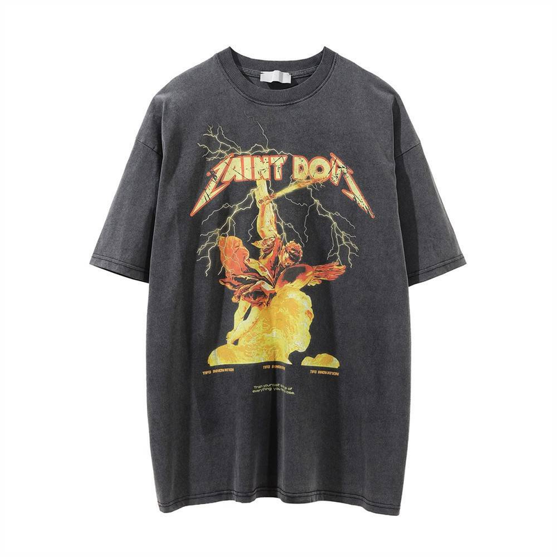 Męska odzież Science Fiction Postać Anioł Nadruk Krótki Rękaw T-shirt Dla Mężczyzn Street Style Zniszczony Okrągły Dekolt Krótki Rękaw T-shirt_voghion.com