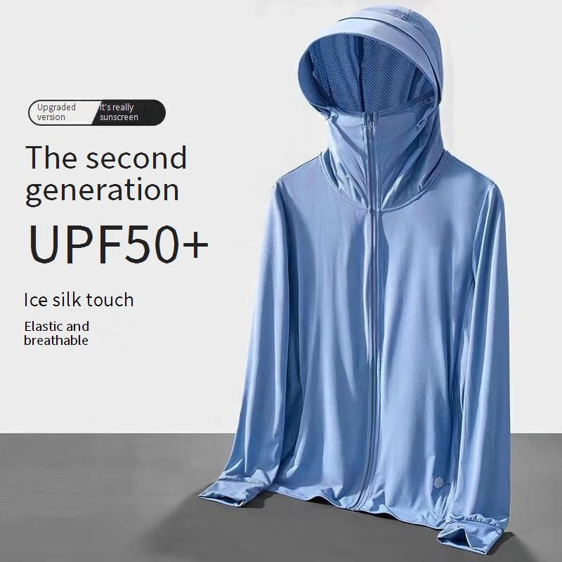 Men's Summer Ice Silk UPF Sun Hoodie – Ultra-Thin Breathable Fishing Shirt, Anti-UV Sun Protection Jacket For Outdoor Sports_voghion.com