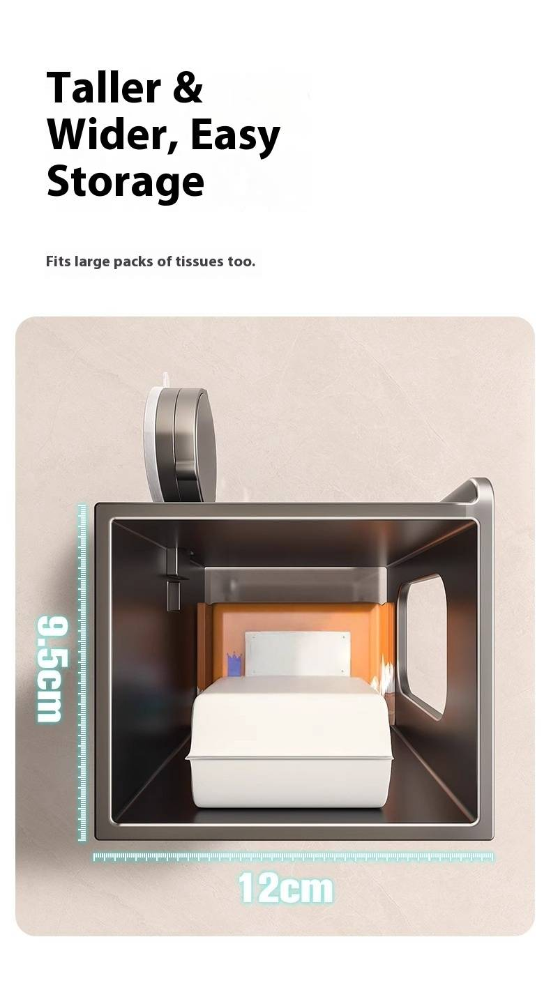 Wall-Mounted Toilet Paper Holder With Suction Cups - Bathroom Tissue Dispenser For Wet/Dry Wipes, Space-Saving Design, Rust-Proof Aluminum Alloy_voghion.com