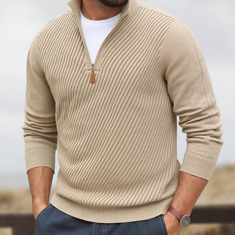 Pull col roulé zippé pour homme - Pull slim en tricot texturé (4 couleurs, M-XXL) Tendances mode_voghion.com