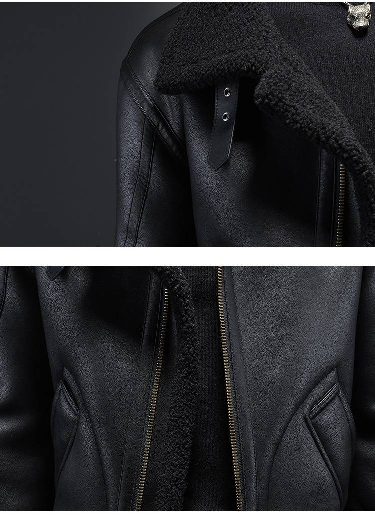Giacca oversize da uomo con fodera in montone – Cappotto invernale spesso con interno in pile (nero, vestibilità comoda, M-5XL)_voghion.com