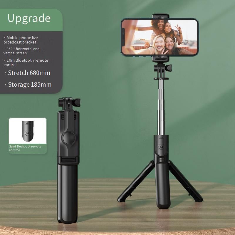 Trípode para selfies con Bluetooth S03 y luz LED (70 cm, ajustable) para iPhone, Android, TikTok y vídeos_voghion.com