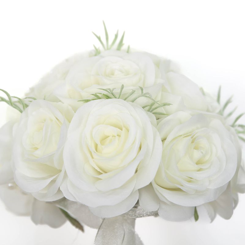 Party Wedding Bridal Bouquets White Roses High End Bouquets Photography Props_voghion.com