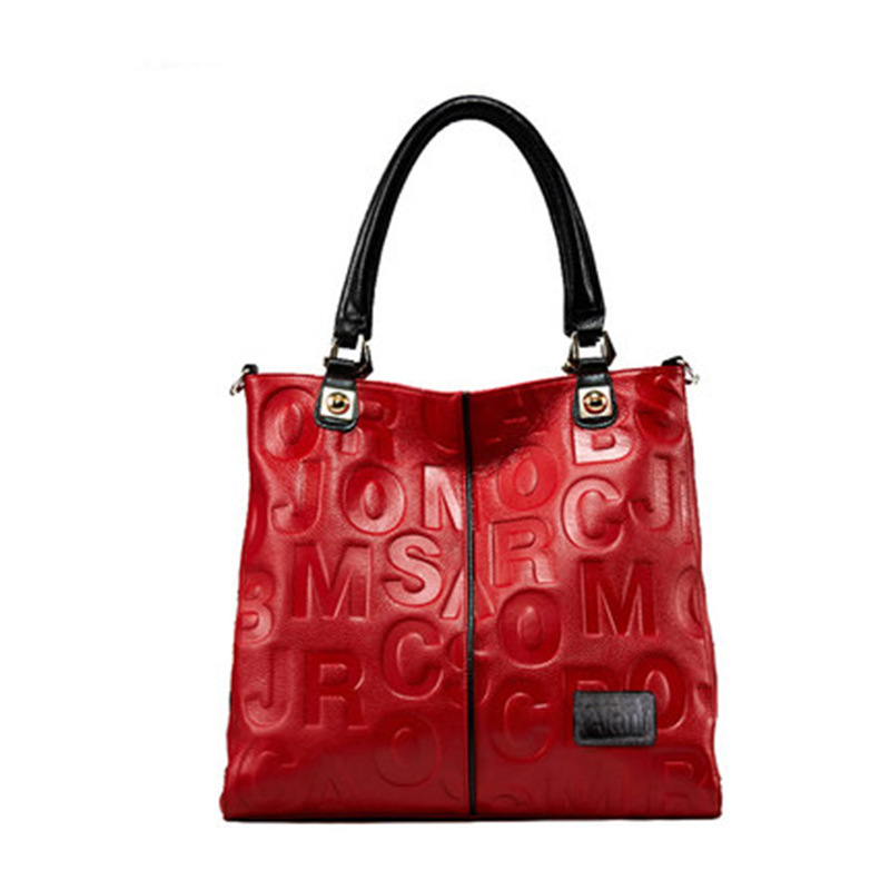 Borsa da donna New Urban Simple Borsa tote in pelle con testo Borsa a tracolla da donna in vera pelle con lettera_voghion.com