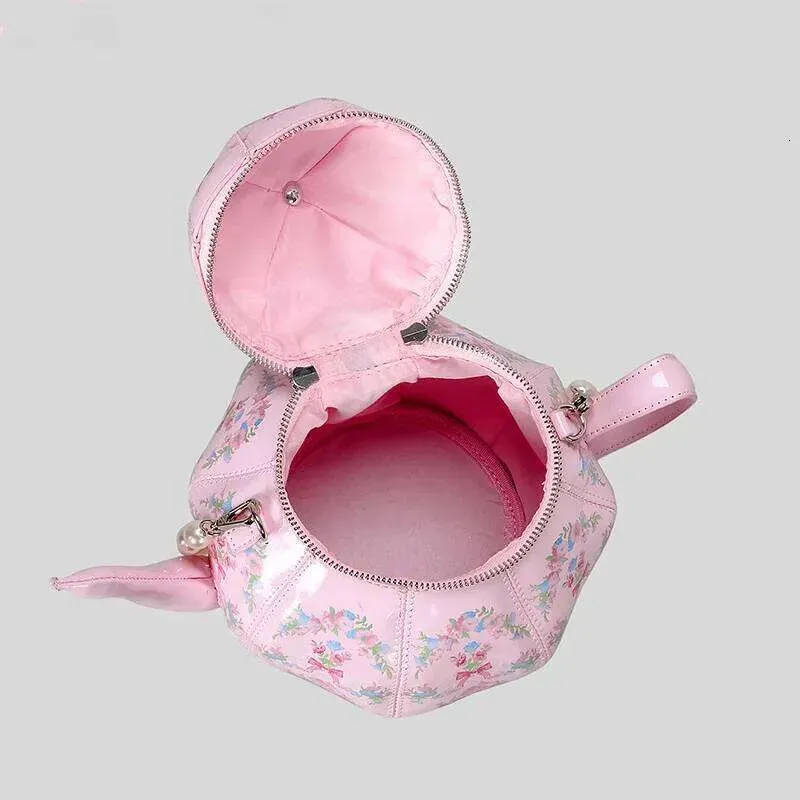 Bags Creative Vintage Printed Teapot Design Women Handbags Pearls Chains Shoulder Designer Crossbody Small Buckets Bag_voghion.com