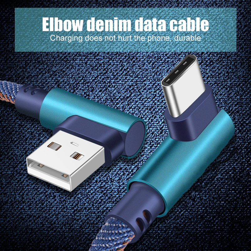 USB Micro cable 2.4A fast charger C-type cable 90 degree elbow nylon braided USB cable, suitable for Samsung/S ,_voghion.com