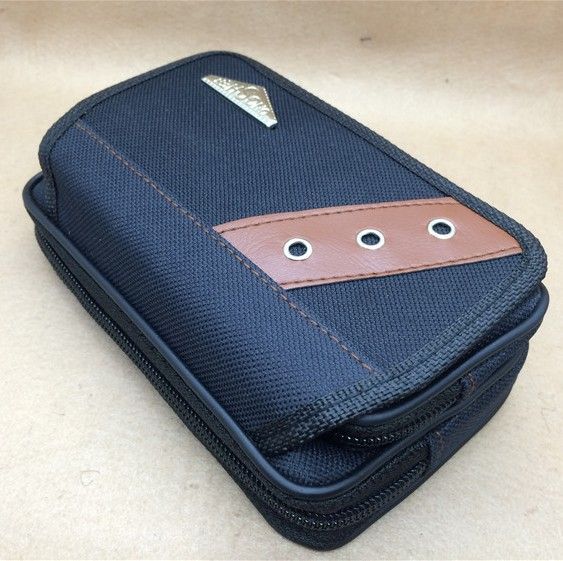 Sac banane extensible en toile noire pour homme, avec fermeture éclair double couche et rabat pour téléphone_voghion.com