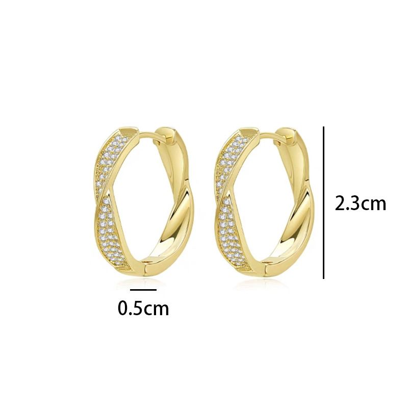 Boucles d'oreilles torsadées en zircon micro-incrusté pour femmes, boucles d'oreilles tendance, légères, luxueuses et simples_voghion.com