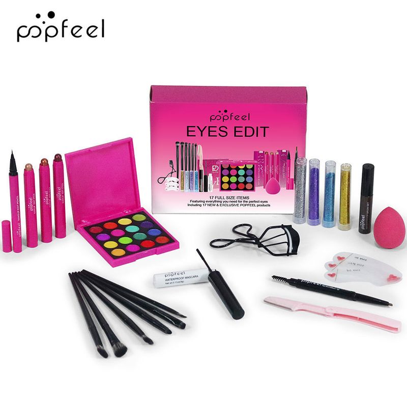 Make-up-Sets Exklusives POPFEEL Make-up-Set Lidschatten Augenbrauenstift Highlight Glitzerpuder Kombinationsset Erdfarbe POP007_voghion.com