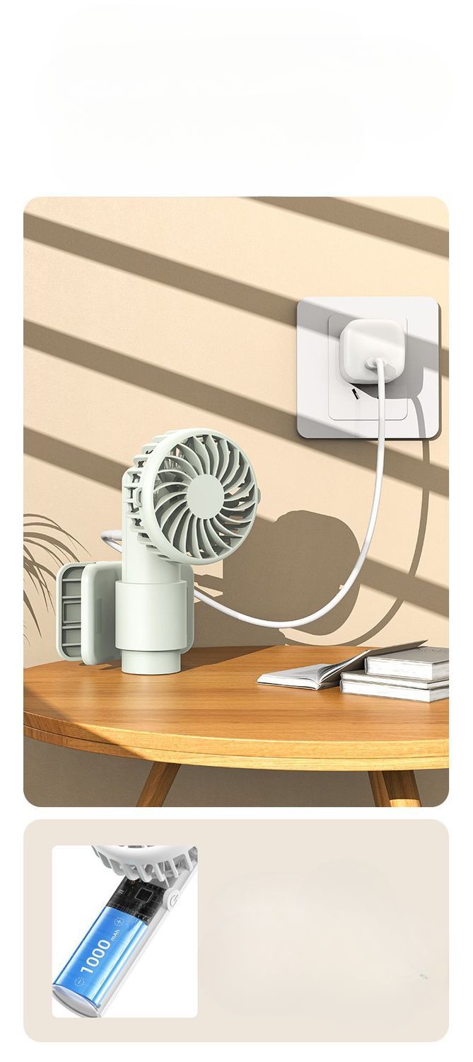 Tragbarer Handheld-Ventilator für Reisen im Freien, USB, wiederaufladbar, starker Wind, Desktop, kleiner Taschenclip, Regenschirm, Mini-Ventilator_voghion.com