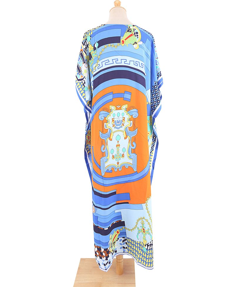 Strandkleid aus 100 % Baumwolle für Damen – Sonnenshirt mit Boho-Print, locker sitzende Bademode, Langarm-Tunika für den Urlaub am Pool_voghion.com