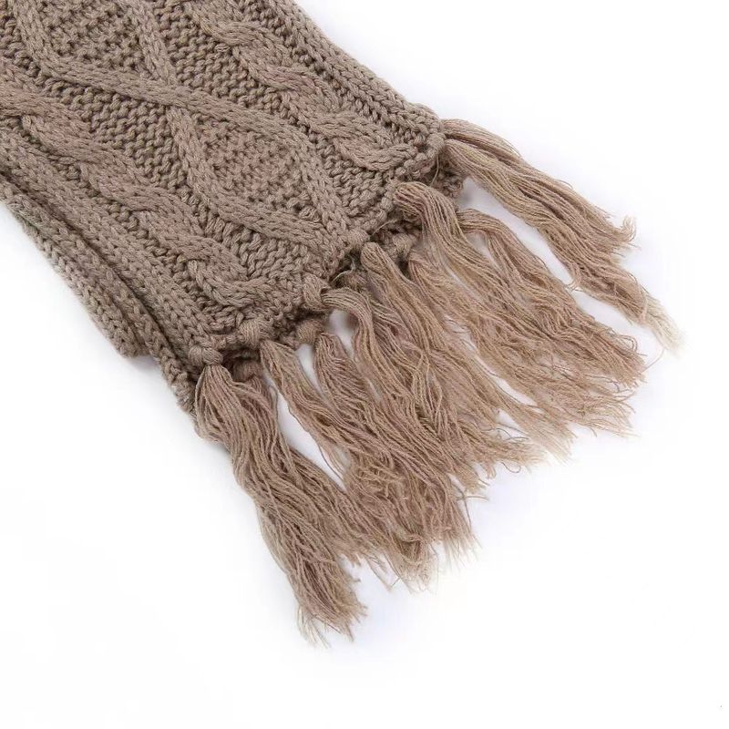 Damen Rhomboid Twist Strickmütze aus Wolle, Schal, Handschuhe, dreiteilig, warm, einfach_voghion.com