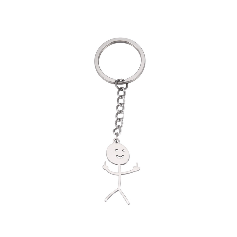 Bag Pendant Personality Cute Versatile Simple Smiley Graffiti Man Glossy Pendant Stainless Steel Keychain_voghion.com