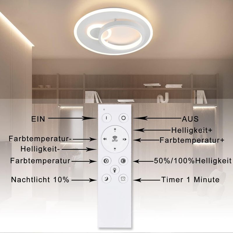 Glitzerlife Deckenlampe Led Deckenleuchte Wohnzimmer - Dimmbar Mit Fernbedienung Schlafzimmerlampe Modern Design Wohnzimmerlampe Für Arbeitszimmer Jugendzimmer_voghion.com