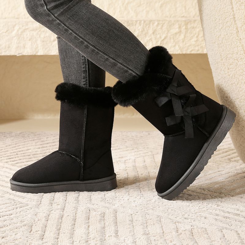 Women's Snow Boots Mid-Calf Warm Fur Lined Boots Ladies Slip on Fashion Bootie_voghion.com