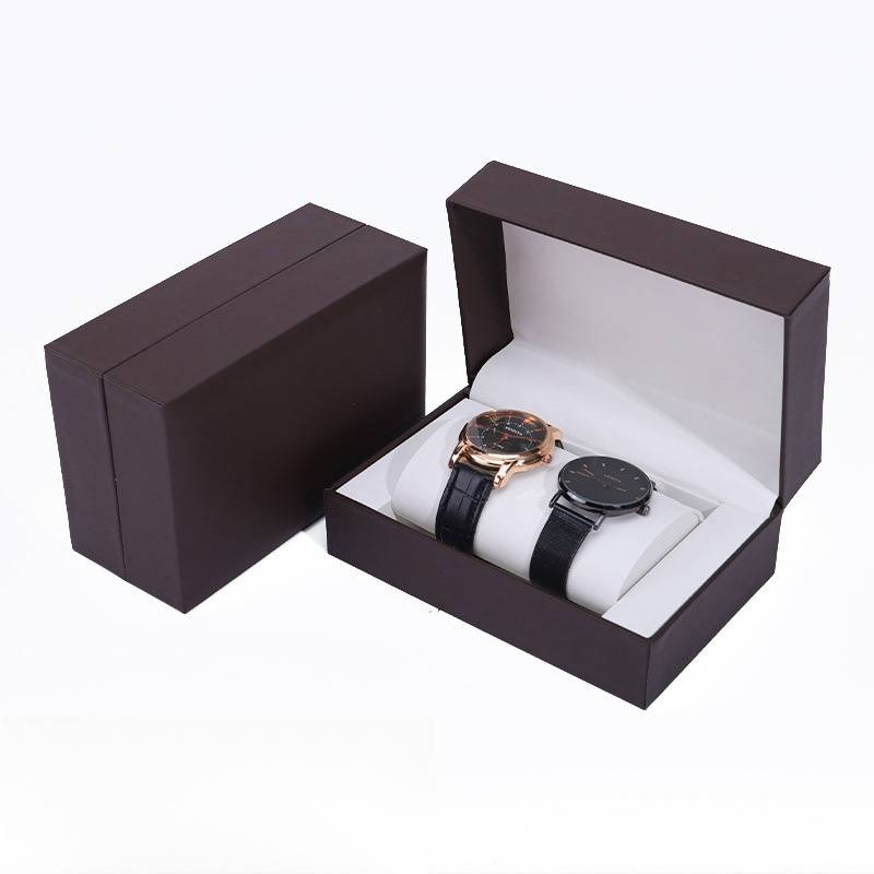 Clamshell PU Watch Lovers Watch Colar Anel Brincos Conjunto Longo Caixa de Relógio de Jóias_voghion.com