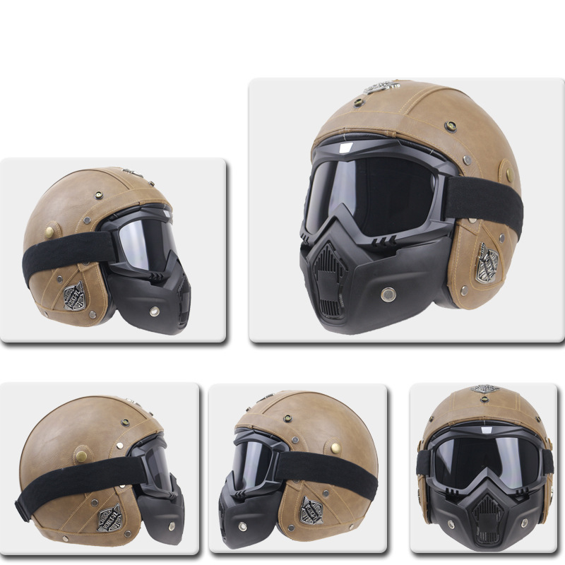 Motorrad Helm Reitmask Goggles Set Harley Helm Mask Hallef Helm Mask_voghion.com