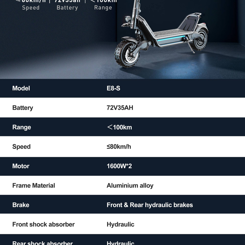 JOYOR E8-S 11" visureigis elektrinis paspirtukas 2*1600W variklis 72V 35Ah baterija_voghion.com
