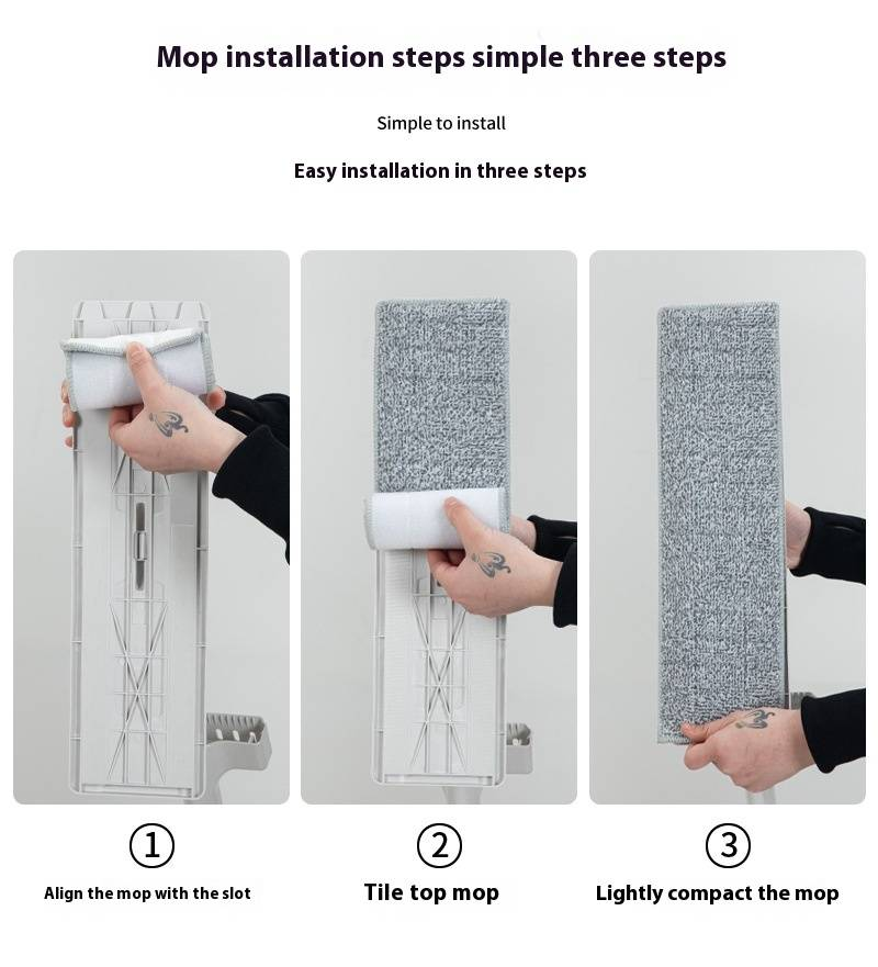 Mocio a mani libere - Mocio autopulente per pavimenti piatti per la casa, mocio 2 in 1 con ampio panno lavabile, strumento di pulizia senza strizzatura_voghion.com