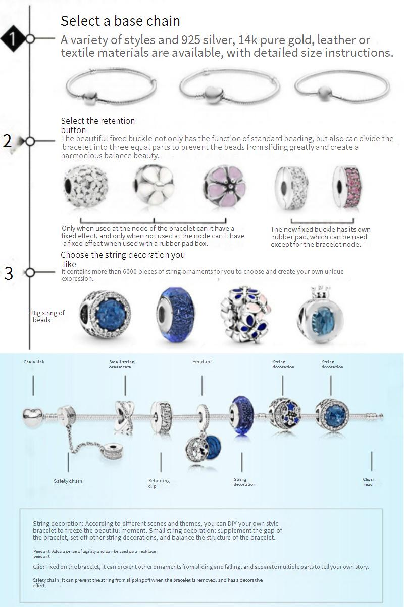 Charm Bracelets Blue Butterfly Crystal Pendant Bracelet Alloy Large Hole Beads Jewelry_voghion.com