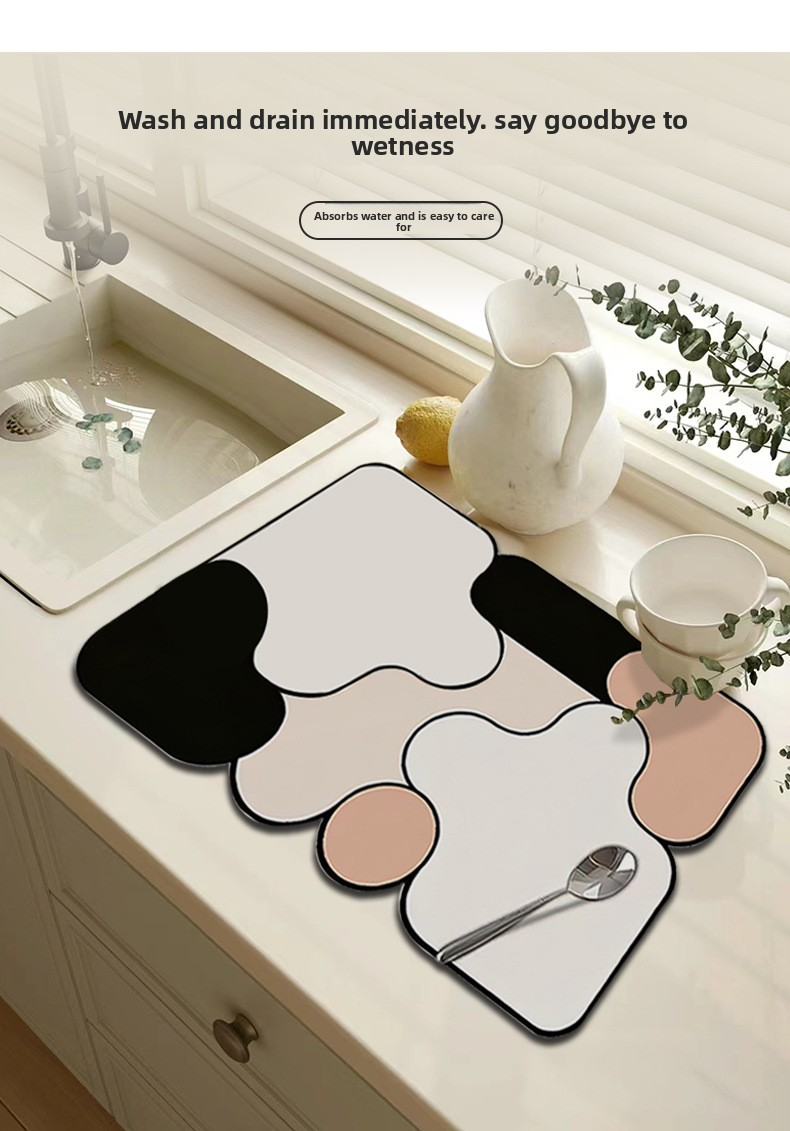 Table Mat Set – Fast-Absorbing Coasters & Heat-Resistant Kitchen Pads – Reusable Non-Slip Drying Mats For Countertop/Sink (6-Piece, Modern Colors)_voghion.com