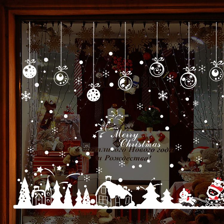 XL803 Adhesivos de pared navideños y de Año Nuevo para sala de estar y dormitorio, coloridos adhesivos de PVC para ventanas, decoración de fondo (60 x 90 cm)_voghion.com