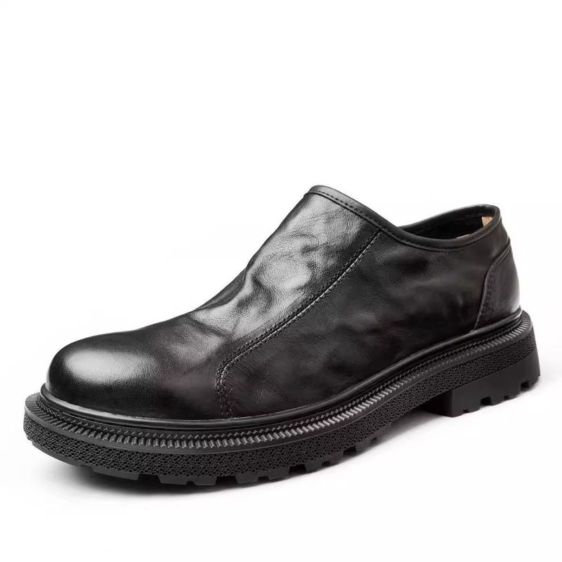 Glide Glide Single Breathable Export Genuine Top Layer Cowhide Wide Foot Casual Men's Youth Business Leather Shoes_voghion.com