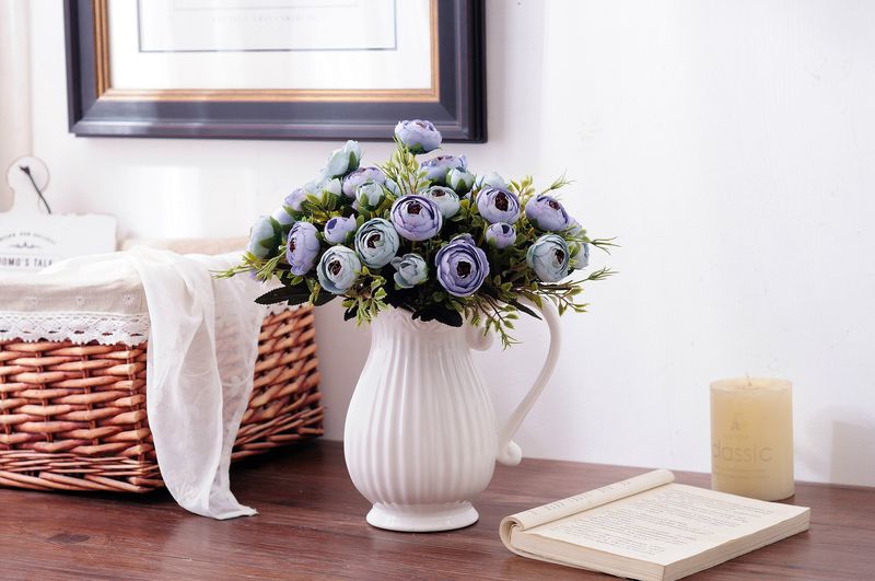 Elegant White Ceramic Flower Vase With Water Reservoir - Modern Minimalist Design For Home & Florist Wholesale (White, Blue, Gray, Pink)_voghion.com