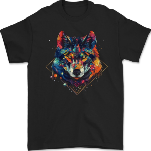 Geometrisches Wolfsweh-Männer-T-Shirt, 100 % Baumwolle_voghion.com