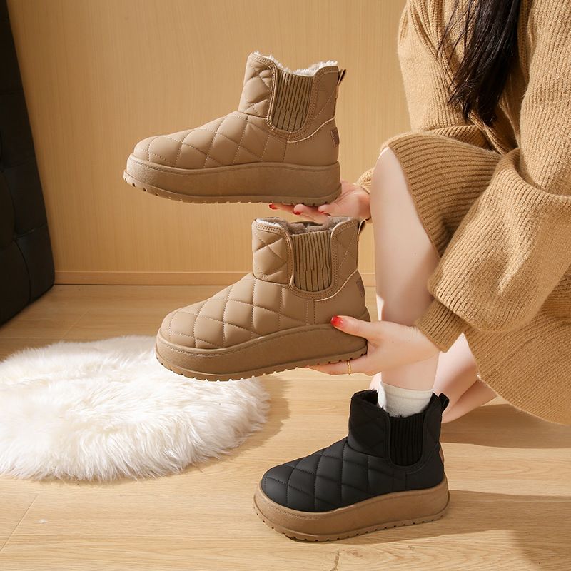 Fleece High-Top Socken Stiefel Studentinnen Trend Warm Casual Baumwollschuhe_voghion.com
