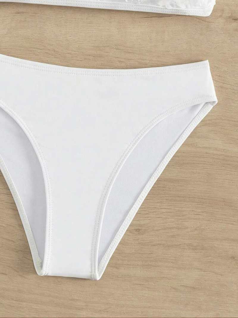 Traje de baño atractivo de las mujeres de la playa del top del tubo de la flor del color sólido del bikini del bikini de las mujeres_voghion.com