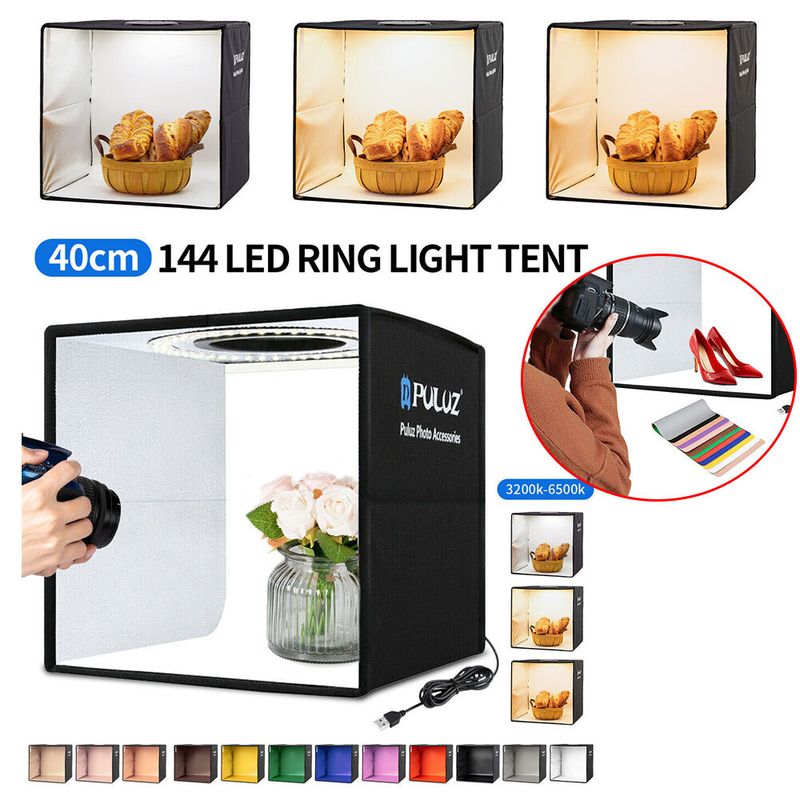 16' 10' PULUZ Portable LED Photo Light Box Cube Tent Studio Photography 40x40cm_voghion.com
